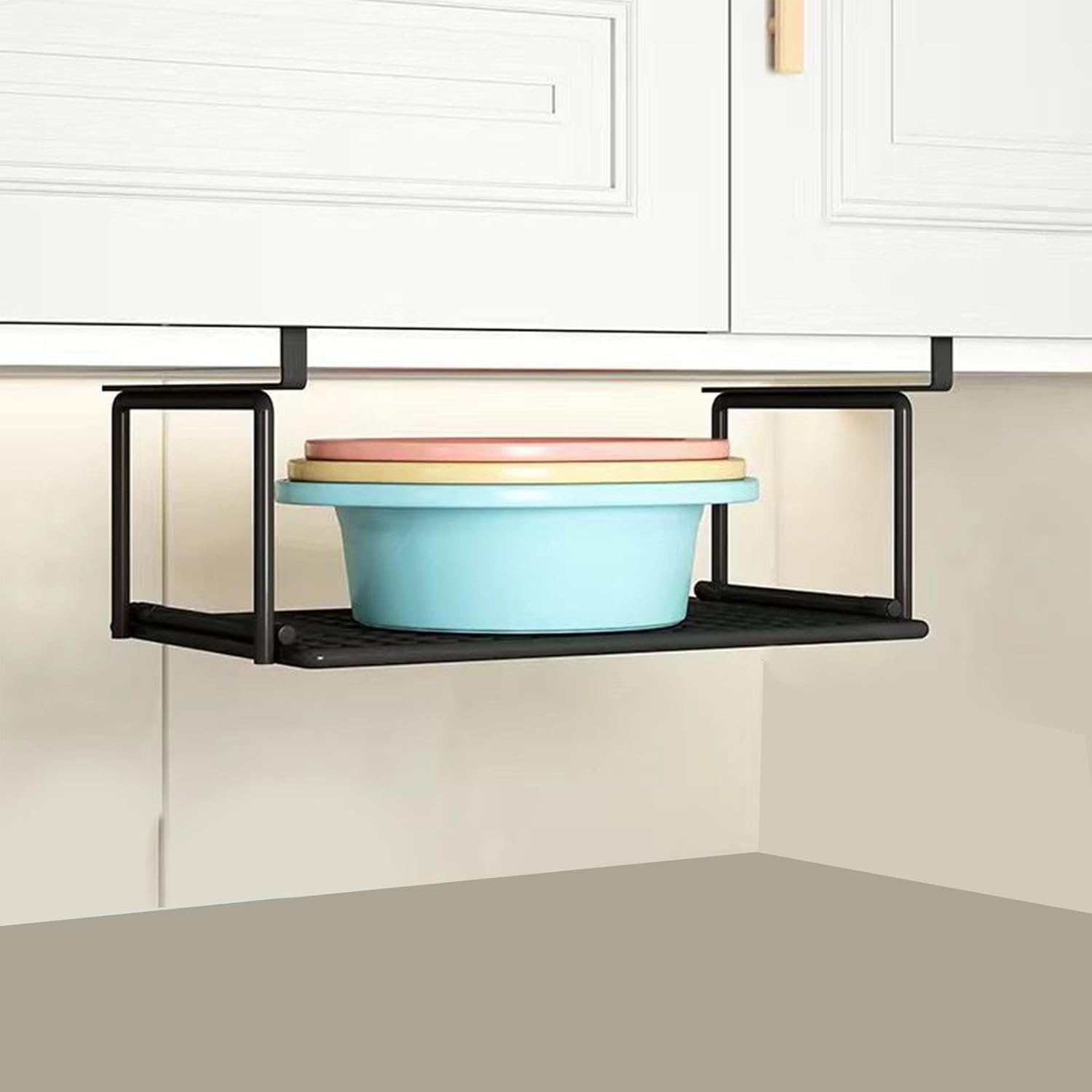 Hanging Under Cabinet Storage Rack | Metal Slip-Resistant Organizer Shelf | Space-Saving Shoe, Kitchen & Bathroom Organizer