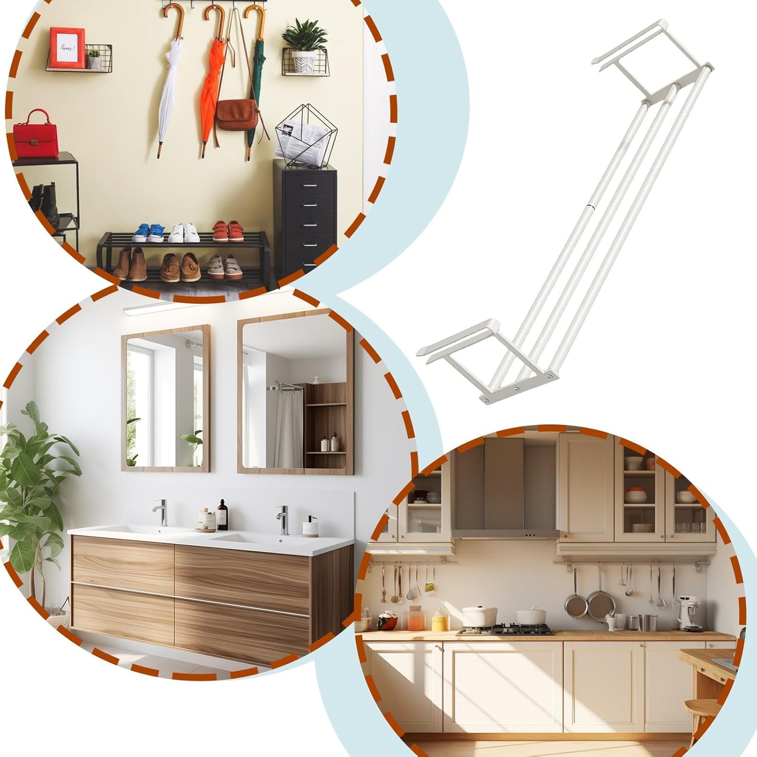 Extra-Large Over-the-Cabinet Metal Storage Rack – Hanging Organizer Shelf for Closet, Kitchen, Bathroom, and Balcony, No-Drill Installation